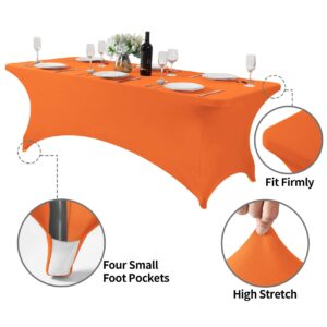 Hezuzo Spandex Table Cover for 8FT Table Universal Fitted Stretch Tablecloth for Party, Banquet, Wedding and Events-Orange