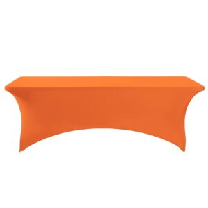 Hezuzo Spandex Table Cover for 8FT Table Universal Fitted Stretch Tablecloth for Party, Banquet, Wedding and Events-Orange