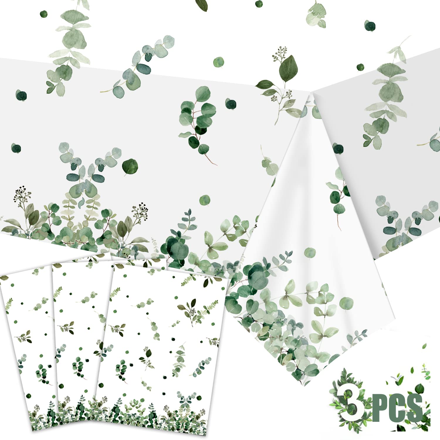 Sage Green Bridal Shower Decorations Plastic Table Cover, 3PCS Bride to Be Decorations Bridal Shower Plastic Tableclothes for Wedding Bachelorette Party Decorations, Bride to Be Party Supplies