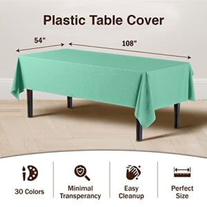 Exquisite 6-Pack Premium Plastic Tablecloth 54in. x 108in. Rectangle Plastic Table cover - Mint