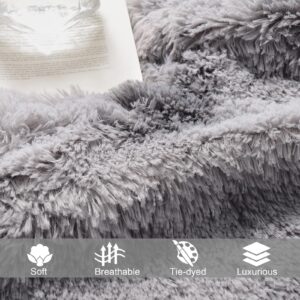 Exclusivo Mezcla Fuzzy Faux Fur Throw Blanket, Reversible Shaggy Sherpa Fleece Blankets,Fluffy Plush Warm Throws for Couch, Bed, 50x60 inches, Dark Grey