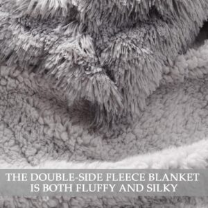 Exclusivo Mezcla Fuzzy Faux Fur Throw Blanket, Reversible Shaggy Sherpa Fleece Blankets,Fluffy Plush Warm Throws for Couch, Bed, 50x60 inches, Dark Grey