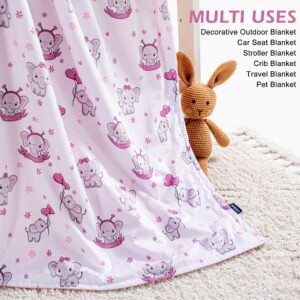 QSTEHEML Baby Blanket for Boys Girls Super Soft Blanket,Fluffy Warm Lightweight Baby Receiving Blankets,Double Layer with Dotted Backing for Toddler Nursery (Elephant, 50 * 60inch)