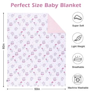 QSTEHEML Baby Blanket for Boys Girls Super Soft Blanket,Fluffy Warm Lightweight Baby Receiving Blankets,Double Layer with Dotted Backing for Toddler Nursery (Elephant, 50 * 60inch)