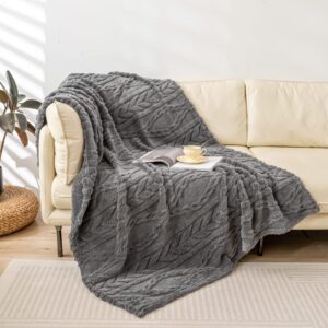 yusoki sherpa throw blanket-3d stylish design super soft fuzzy cozy warm blanket thick plush fluffy furry blankets for teen girls women couch bed sofa chair men boys gift(grey,50"x65")