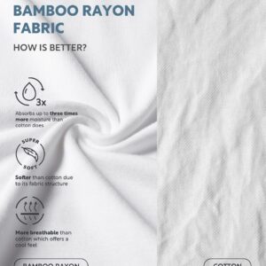 DAVID ARCHY Men's Undershirt Bamboo Rayon Moisture-Wicking White T-shirts Stretch V-neck Tees for Men, 3-Pack (XXL, White)