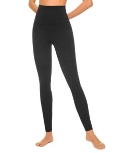 crz yoga women's butterluxe super high waisted workout leggings 28 inches -over belly buttery soft full length yoga pants black x-large