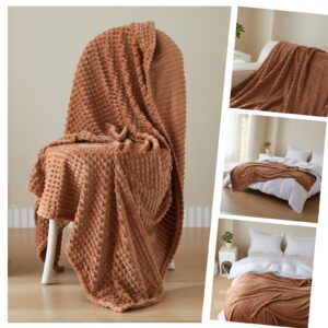 Simple&Opulence Flannel Throw Blanket Cozy Warm Super Soft Home Furnishing Luxury Fleece Bed Blanket with 3D Stereoscopic Grid Design for Couch and Bed (Macchiato, 50" x 70")