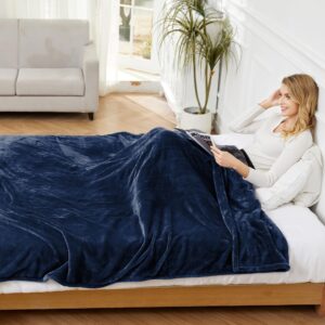 Heated Blanket, Full Size Electric Blanket 72"x84", with 4 Fast Heating Levels and 10 Hours Auto Shut-Off, ETL Certification, Super Soft Flannel, Office and Home Use, Navy Blue