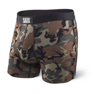 SAXX Underwear Co. Men's Vibe Super Soft Boxer Brief, Woodland Camo, Large