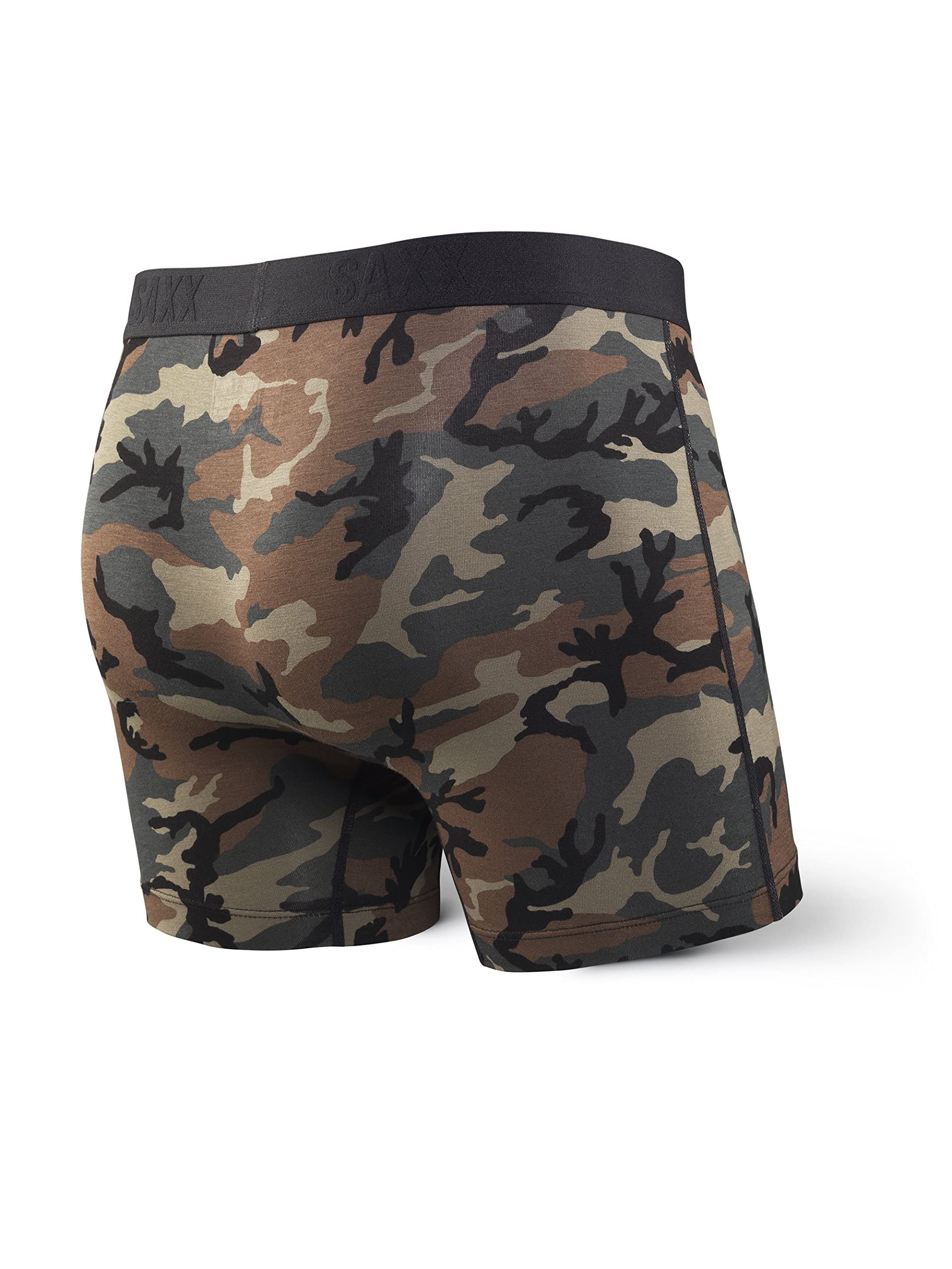 SAXX Underwear Co. Men's Vibe Super Soft Boxer Brief, Woodland Camo, Large