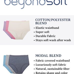 Fruit of the Loom Women's Beyondsoft Underwear, Super Soft Designed with Comfort in Mind, Available in Plus Size, Low Rise Brief-Modal-6 Pack-Colors May Vary, 7