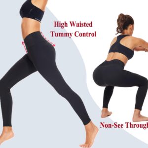 High Waisted Fleece Lined Leggings for Women No See-Through-Soft Athletic Tummy Control Black Pants for Running Yoga Workout(3 Pack Black,L-XL)