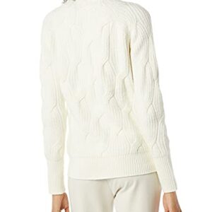 Amazon Essentials Women's Soft Touch Funnel Neck Cable Sweater, Ivory, Large