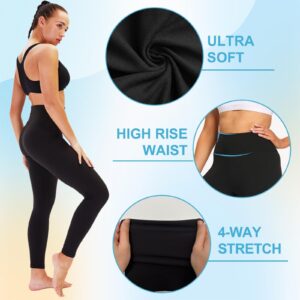 High Waisted Leggings for Women - No See Through Tummy Novelty Workout Yoga Pants with Pockets Reg & Plus Black/Black/Black