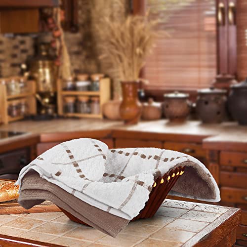 Utopia Towels Kitchen 12 Pack, 15 x 25 Inches, 100% Ring Spun Cotton Super Soft and Absorbent Linen Dish Towels, Tea Bar Set (Brown)