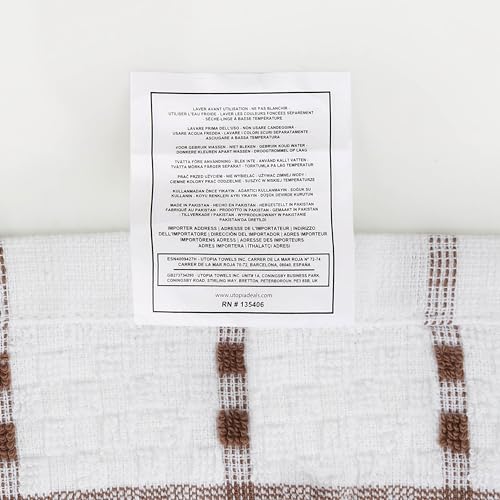 Utopia Towels Kitchen 12 Pack, 15 x 25 Inches, 100% Ring Spun Cotton Super Soft and Absorbent Linen Dish Towels, Tea Bar Set (Brown)