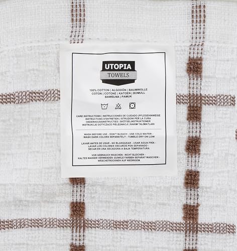 Utopia Towels Kitchen 12 Pack, 15 x 25 Inches, 100% Ring Spun Cotton Super Soft and Absorbent Linen Dish Towels, Tea Bar Set (Brown)