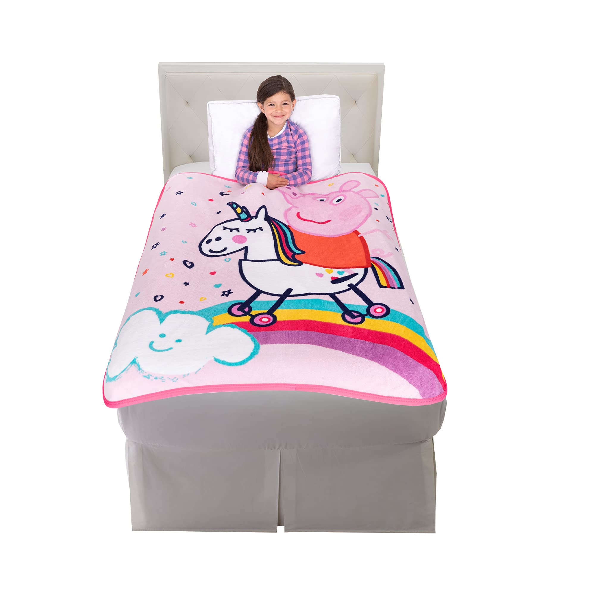 Peppa Pig Kids Bedding Super Soft Micro Raschel Throw, 46 in x 60 in, By Franco, Prints May Vary