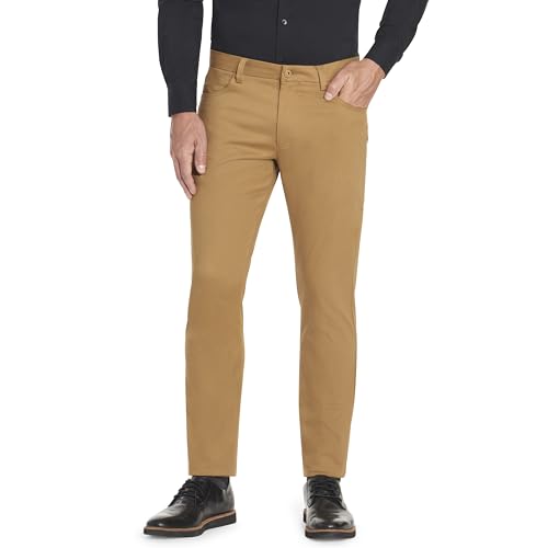 Van Heusen Men's Slim Fit Flex Super Soft Tech Pant, Cognac, 36W x 30L