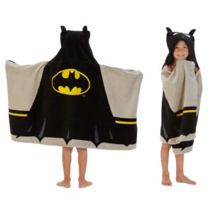 Batman Kids Bath/Pool/Beach Super Soft Cotton Terry Hooded Towel Wrap, 24" x 50", By Franco