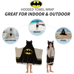 Batman Kids Bath/Pool/Beach Super Soft Cotton Terry Hooded Towel Wrap, 24" x 50", By Franco