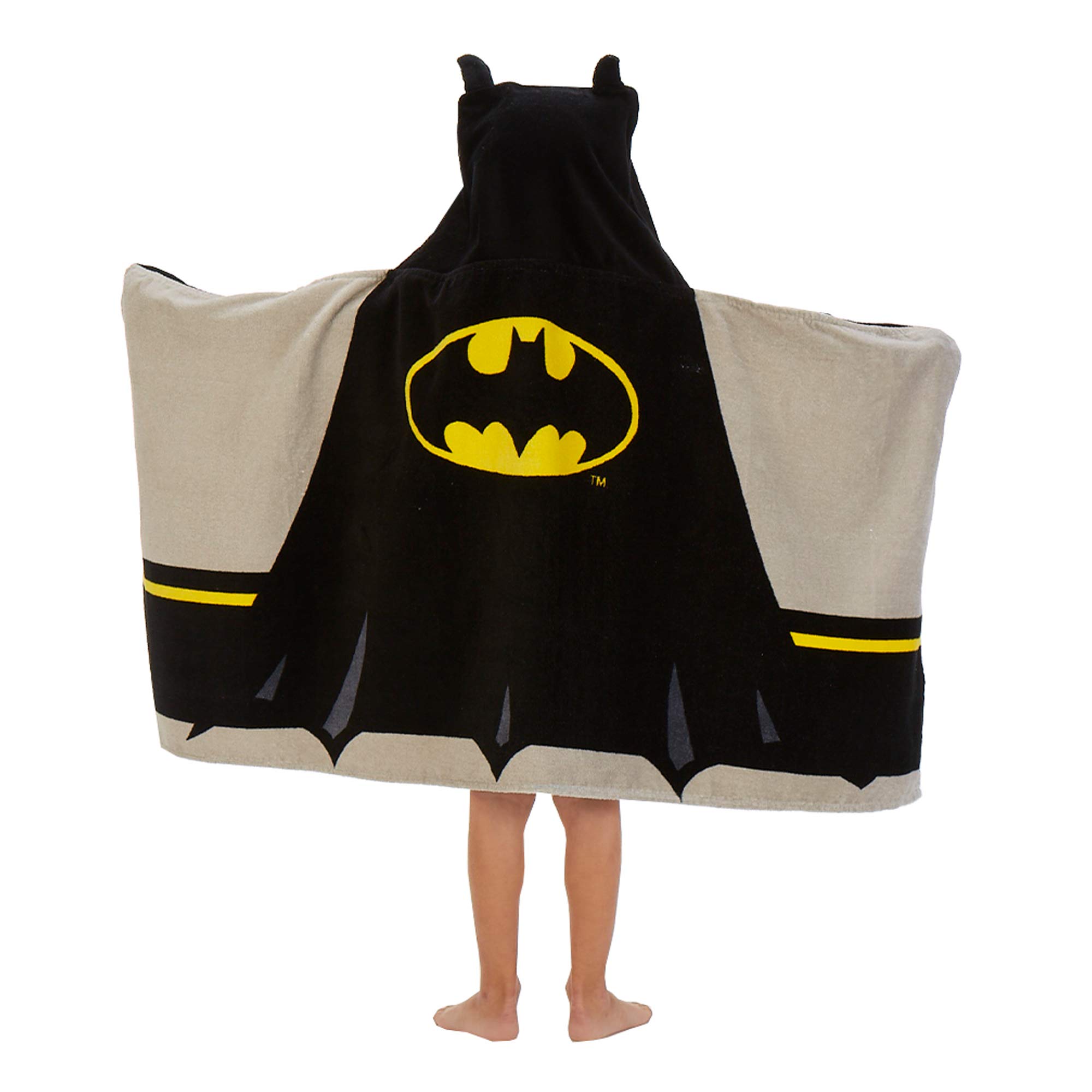 Batman Kids Bath/Pool/Beach Super Soft Cotton Terry Hooded Towel Wrap, 24" x 50", By Franco