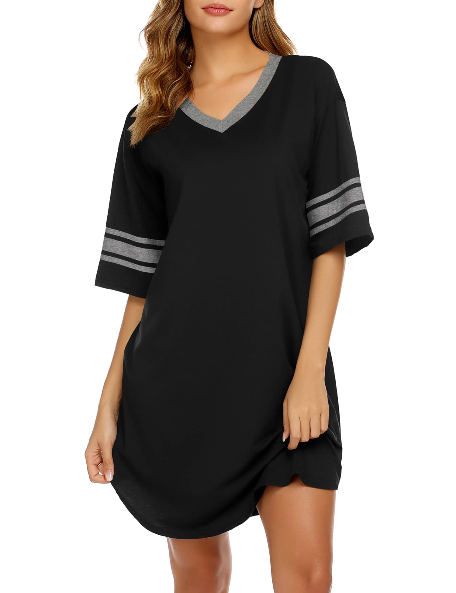 Ekouaer Womens Nightgown Short Sleeve Sleepshirt