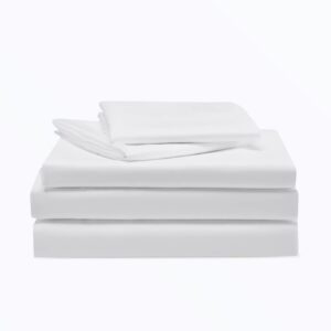 SLEEP ZONE® Nanotex® Super Soft Cooling Queen Bed Sheets Set 4 Piece - Easy Care Fitted Flat Sheet & Pillowcase Sets - Wrinkle Free, Fade Resistant, Deep Pocket 16" (White, Queen)