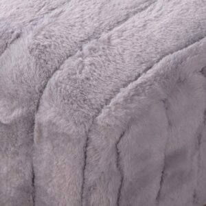 Home Soft Things Super Mink Faux Fur Gray Ottoman Bench 19" x 13" x 17", Charcoal, Living Room Foot Rest Stool Entryway Makeup Bench End of Bed Bedroom Home Decor Chair for Sitting