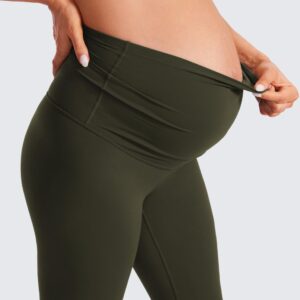 CRZ YOGA Womens Butterluxe Maternity Leggings over The Belly 25" - Buttery Soft Workout Activewear Yoga Pregnancy Pants Olive Green Small