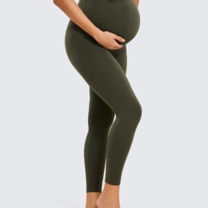 CRZ YOGA Womens Butterluxe Maternity Leggings over The Belly 25" - Buttery Soft Workout Activewear Yoga Pregnancy Pants Olive Green Small