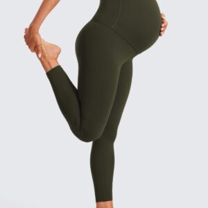 CRZ YOGA Womens Butterluxe Maternity Leggings over The Belly 25" - Buttery Soft Workout Activewear Yoga Pregnancy Pants Olive Green Small