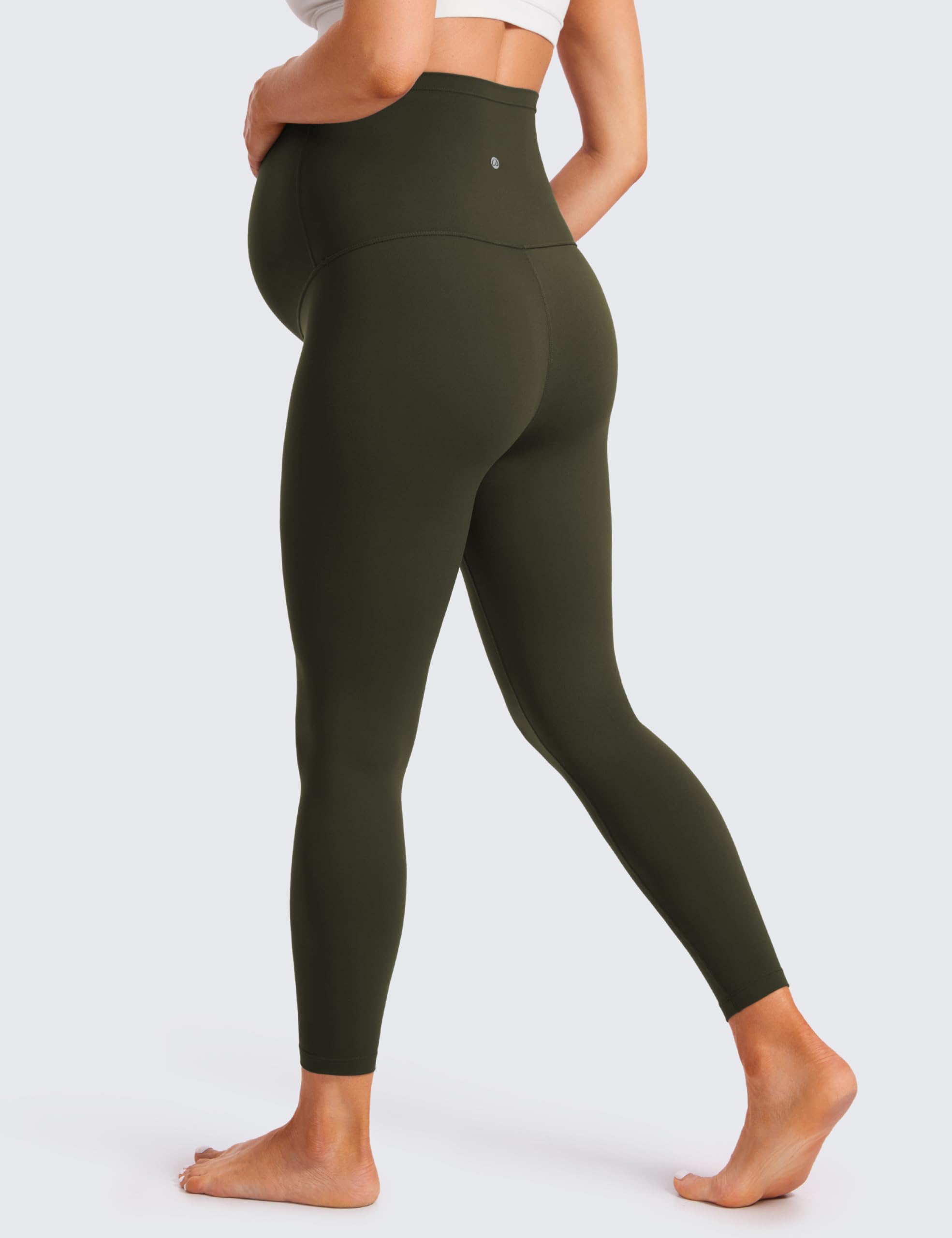 CRZ YOGA Womens Butterluxe Maternity Leggings over The Belly 25" - Buttery Soft Workout Activewear Yoga Pregnancy Pants Olive Green Small