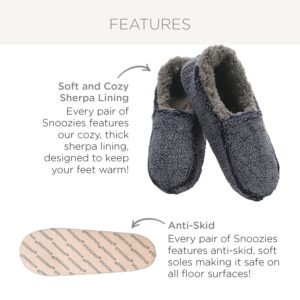 Snoozies Mens Two Tone Fleece Lined Slippers - Comfortable Slippers for Men - Black - Medium