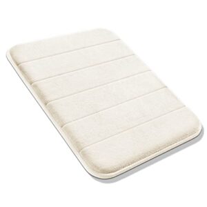 Yimobra Memory Foam Bath Mat Rug, 24 x 17 Inches, Comfortable, Soft, Super Water Absorption, Machine Wash, Non-Slip, Thick, Easier to Dry for Bathroom Floor Rugs, Cream