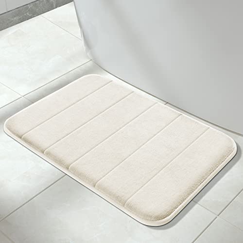 Yimobra Memory Foam Bath Mat Rug, 24 x 17 Inches, Comfortable, Soft, Super Water Absorption, Machine Wash, Non-Slip, Thick, Easier to Dry for Bathroom Floor Rugs, Cream