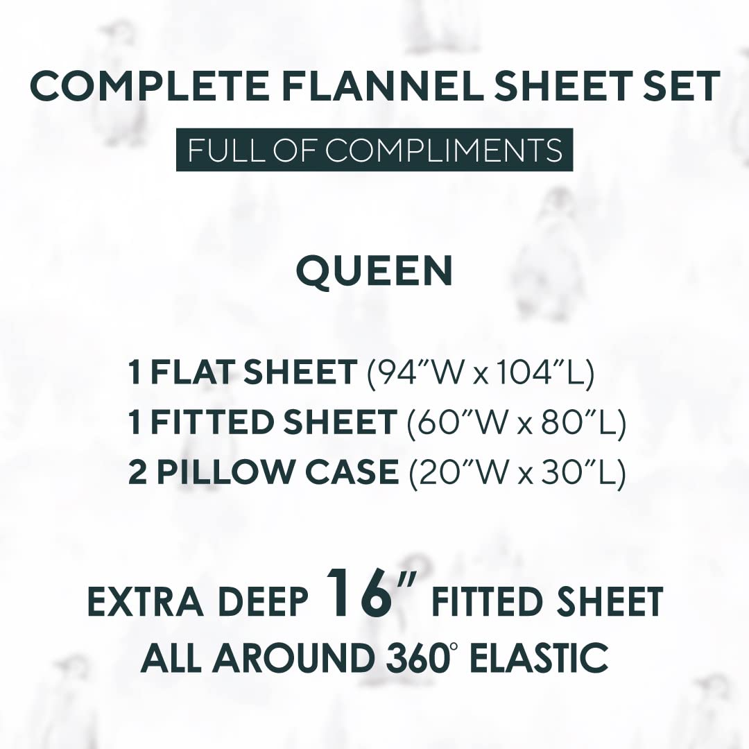 Sleepdown 100% Cotton Flannel Sheets Queen Size - Super Soft, Heavyweight, Double Brushed, Anti-Pill Flannel Queen Sheets - 16" Deep Pocket Queen Fitted Sheet X2 Side Pockets (Queen, Truck & Tree)