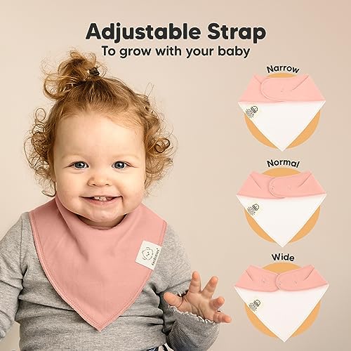 8-Pack Organic Baby Bandana Drool Bibs for Girls - Super Absorbent Baby Bibs for Baby Girls, Baby Boys, Soft Cotton Bandana Bibs, Baby Drool Bib, Teething Bibs for Infant, Toddler, Bib Girl (Mauve)