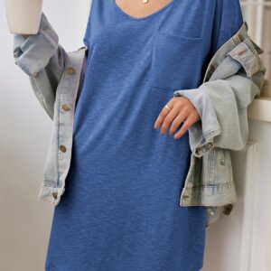 Ekouaer Womens Tshirt Nightgown Cotton V Neck Sleepshirts Comfy Casual Nightshirt for Women, Peacock Blue, XX-Large