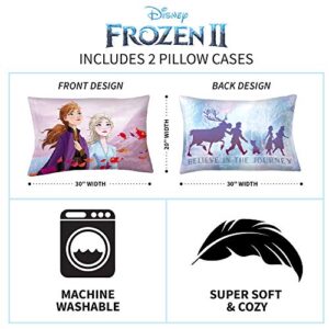 Franco Kids Bedding Set of 2 Super Soft Microfiber Reversible Pillowcase, 20 in x 30 in, Disney Frozen 2