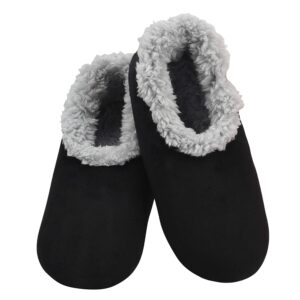 snoozies slippers for women - house slippers for women - super soft plush - black - x-large