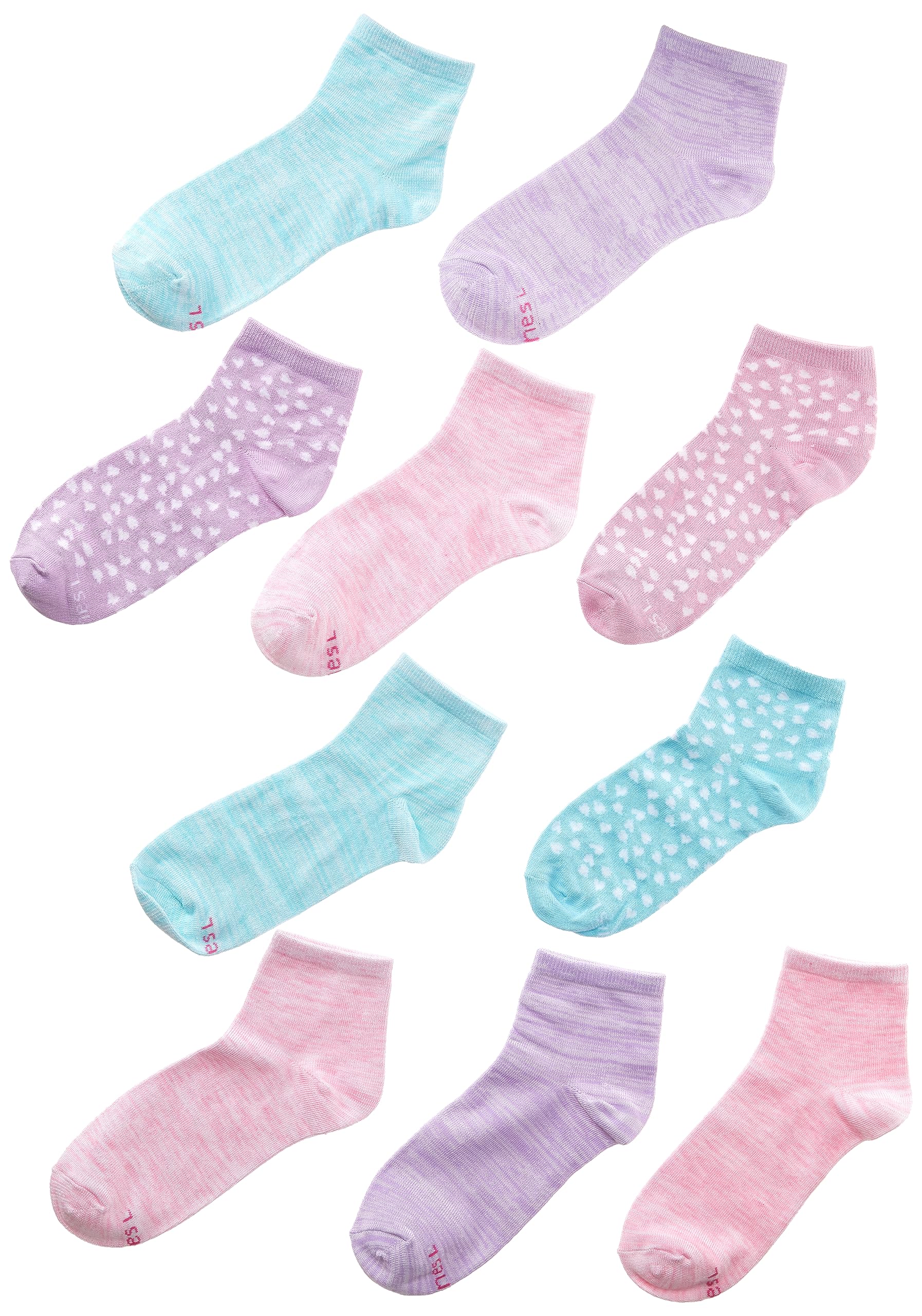 Hanes Girls' Big ComfortSoft Socks, Ankle & No Show Soft Stretch, 10-Pack, Ankle-Pink/Lavender/Teal-10 Pack, Small