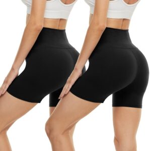 campsnail 2 pack biker shorts women - 5" high waist workout tummy control spandex shorts for gym athletic yoga