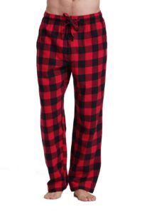 cyz men's 100% cotton super soft flannel plaid pajama pants-blackredgingham-l