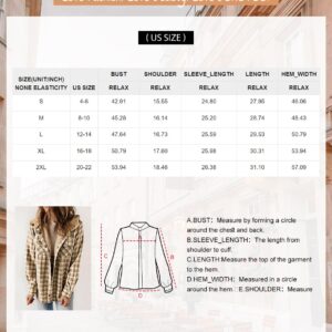 Dokotoo Fashion 2024 Winter Womens Ladies Plaid Shacket Jacket Women Sherpa Lined Fleece Fur Hooded Button Down Long sleeve Flannel Shirts Fluffy Warm Thick Oversized Outwear Coat with Pockets Pink M