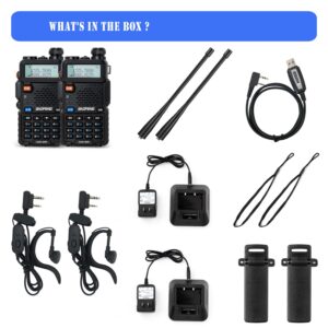 BAOFENG UV-5R Ham Radio 8W with 2 Rechargeable Batteries, Long Range Handheld Ham Radios (VHF & UHF) with Programming Cable and Earpiece(2Pack)