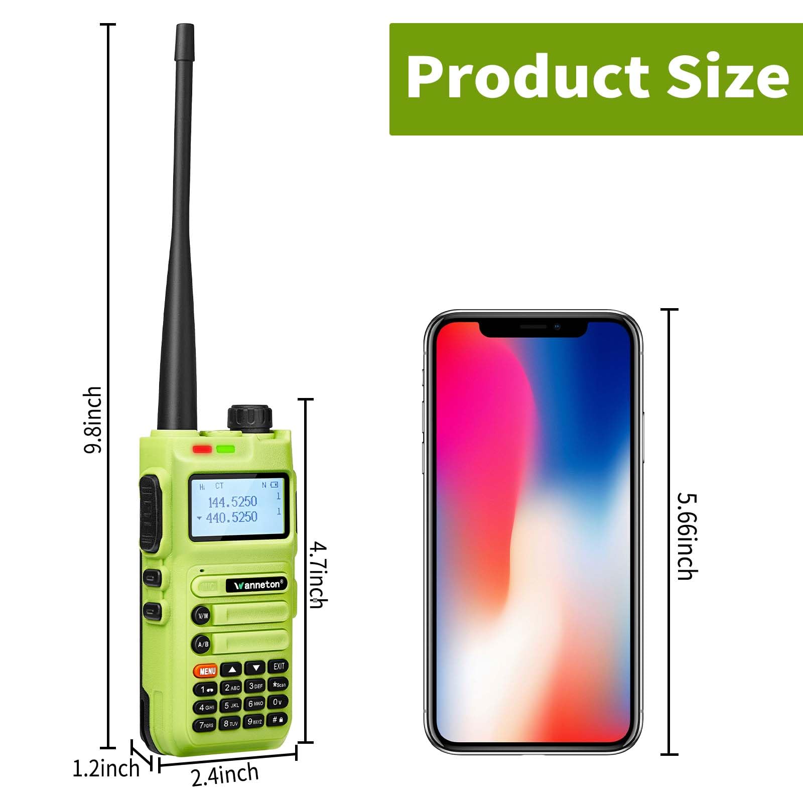 Wanneton UV5F ham Radio Handheld Dual Band Two Way Radio Rechargeable Walkie Talkies with One-Key decoding Copy Frequency and Super Bright Flashlight and Large Battery