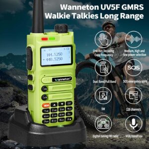 Wanneton UV5F ham Radio Handheld Dual Band Two Way Radio Rechargeable Walkie Talkies with One-Key decoding Copy Frequency and Super Bright Flashlight and Large Battery