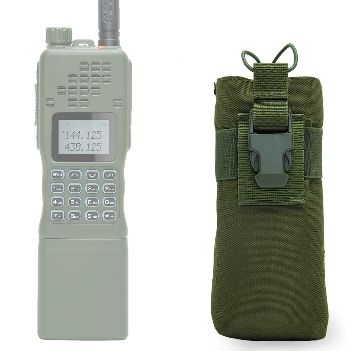 AR-152 Radio Pouch Tactical Radio Holder Radio Case Molle Radio Bag Nylon for GPS Phone AR-152 UV-5R 3800mAh Two Way Radio Walkie Talkies (Green)